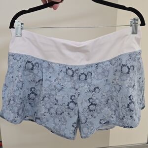 Sweaty Betty Athletic Floral Patterned Blue and White Shorts